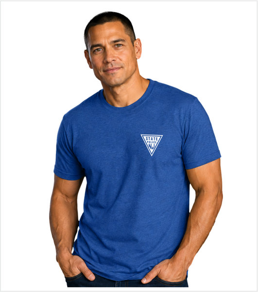 HEATHER DEEP ROYAL T-Shirt with Classic Triangle Logo Printed in White