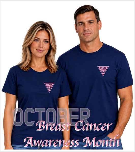 NAVY T-shirt with Printed AWARENESS PINK Triangle Logo