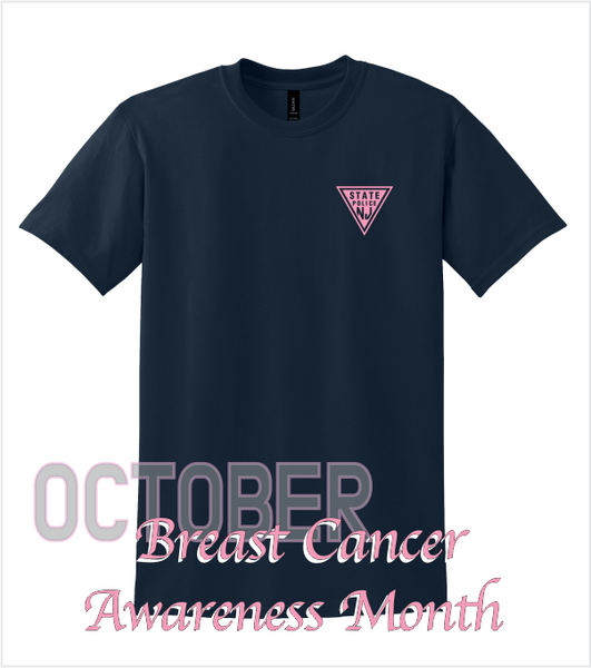 NAVY T-shirt with Printed AWARENESS PINK Triangle Logo