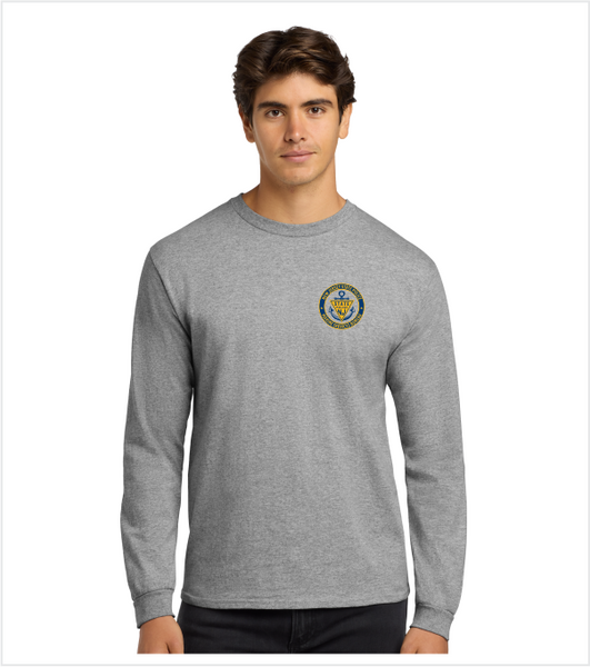 MARINE SERVICES Long Sleeve Athletic Grey T with Left Chest and Back Printed Logos