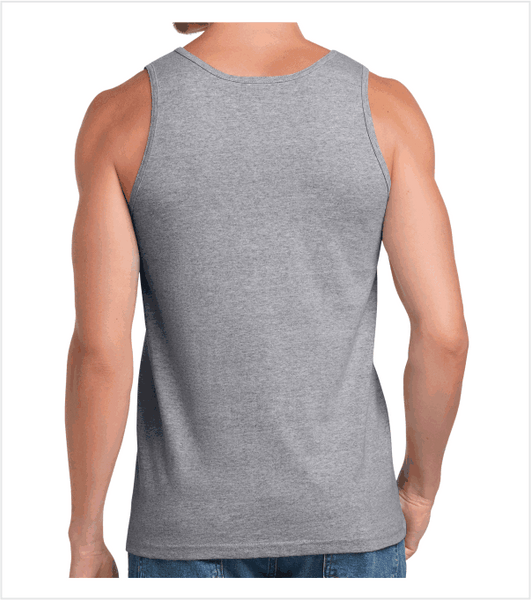 Athletic Grey TANK Printed with JERSEY STRONG Logo – True Blue and