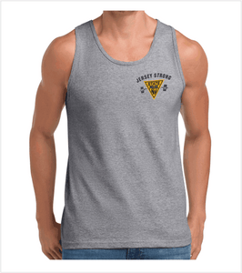 Athletic Grey TANK Printed with JERSEY STRONG Logo – True Blue and