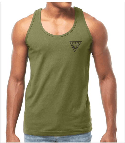 TRI-BLEND OD Heather TANK Printed with Classic Triangle Logo