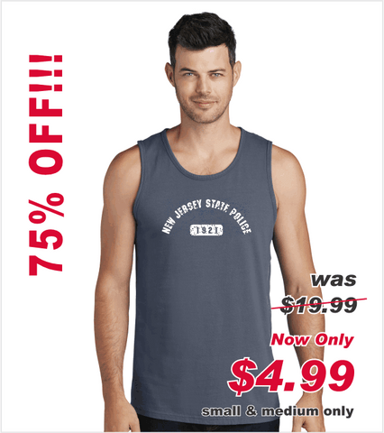 DENIM BLUE TANK Beachwashed Cotton with Printed Distressed Logo