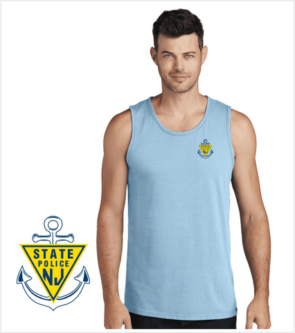 GLACIER BLUE TANK Beachwashed Cotton with Printed ANCHOR Logo