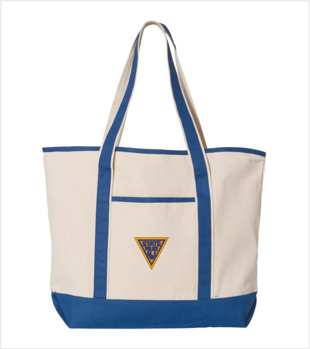 LARGE HEAVY CANVAS TOTE BAG Natural/ROYAL with Embroidered Logo