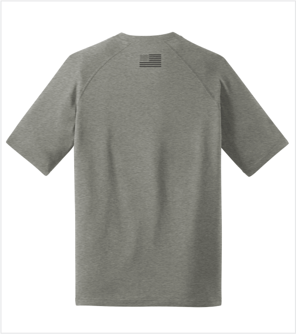 PERFORMANCE PREMIUM T, Heather Grey with Printed Logo & US