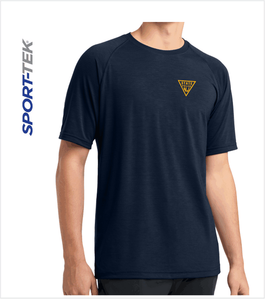 PERFORMANCE PREMIUM T, Navy with Printed Logo & US Flag on Back Collar