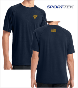 PERFORMANCE PREMIUM T, Navy with Printed Logo & US Flag on Back Collar