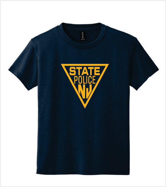YOUTH Navy T-shirt with Full Front Printed Gold Logo