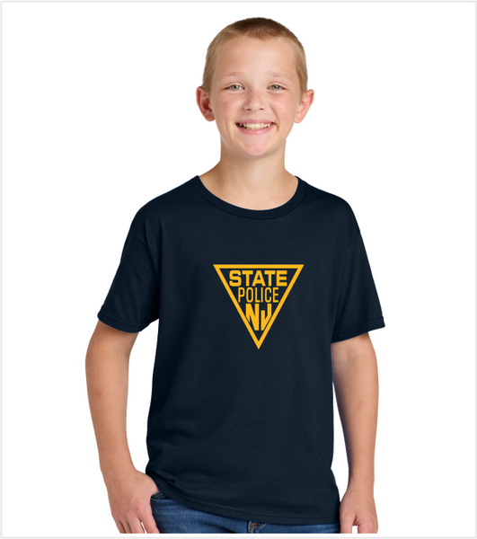 YOUTH Navy T-shirt with Full Front Printed Gold Logo