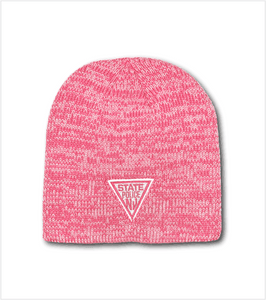 Knit Beanie MARLED HEATHER PINK with Matching Embroidered Logo