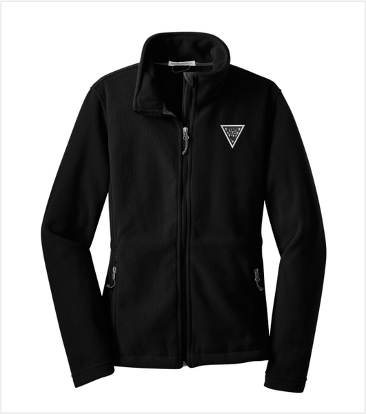 Black Ladies Fleece Jacket with Embroidered Logo