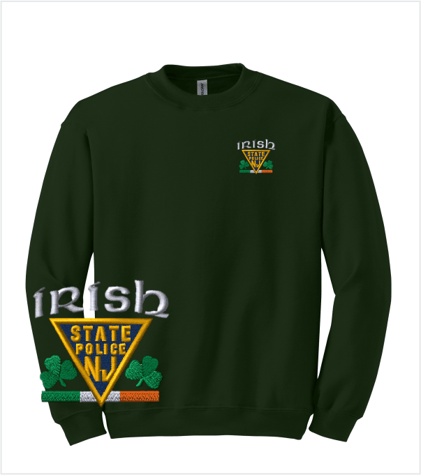 Forest Green Crewneck with Embroidered IRISH Logo