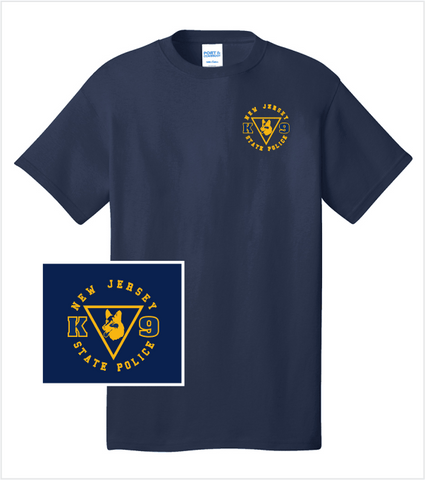 Navy T-Shirt with Printed K-9 Logo in Gold
