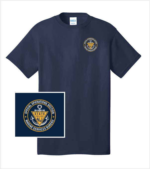 Navy T-Shirt with Printed MARINE SERVICES BUREAU