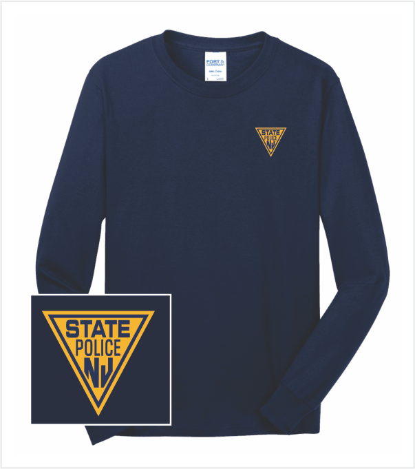 Long Sleeve Navy T with Printed Classic Logo in Gold – True