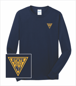 Long Sleeve Navy T with Printed Classic Logo in Gold