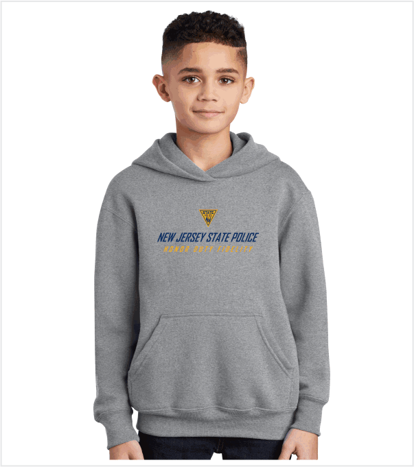 YOUTH Athletic Grey Hoodie with Printed Logo – True Blue and Gold